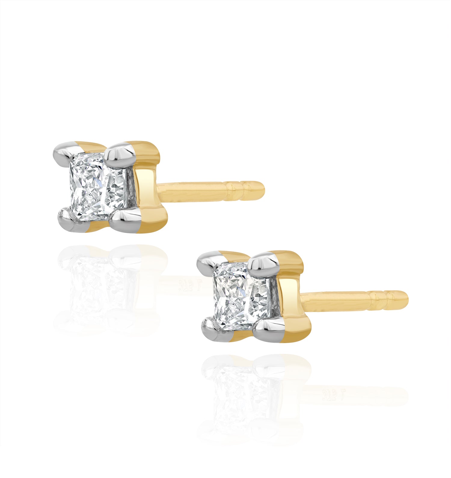 Princess Cut Lab Diamond Stud Earrings 0.30ct in 9K Gold